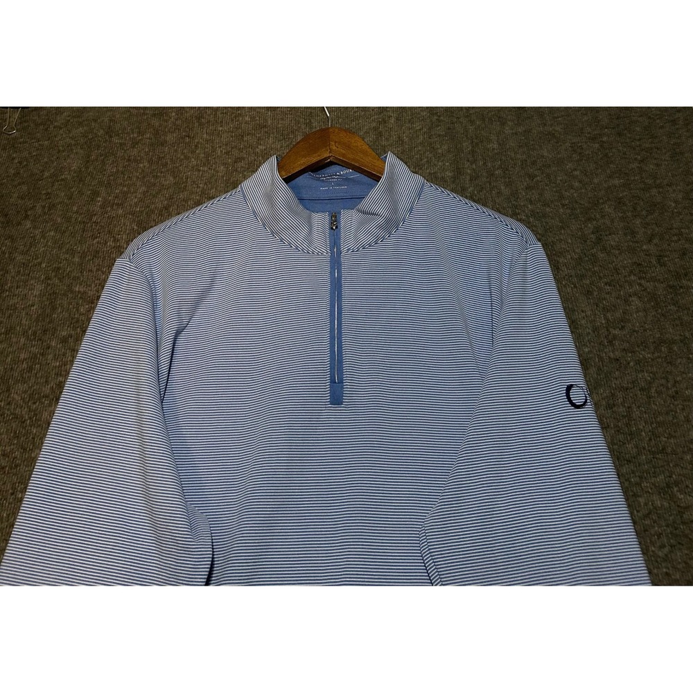 Holderness & bourne 1/4 zip dry luxe performance pullover Large striped blue